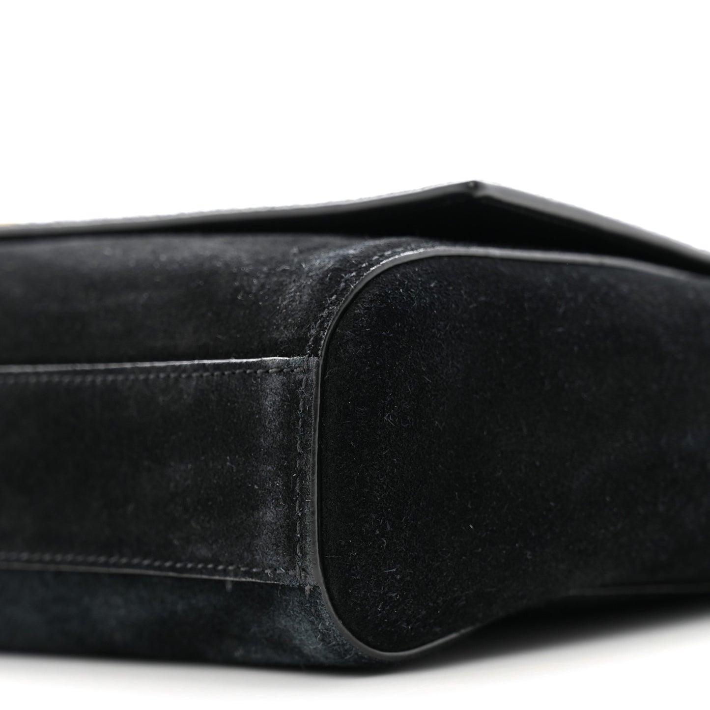 Smooth Calfskin Suede Medium Reversible Monogram Kate Satchel Black