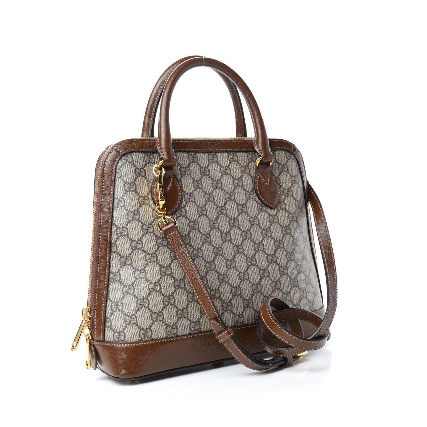 GG Supreme Monogram Horsebit 1955 Top Handle Bag Beige Brown Sugar