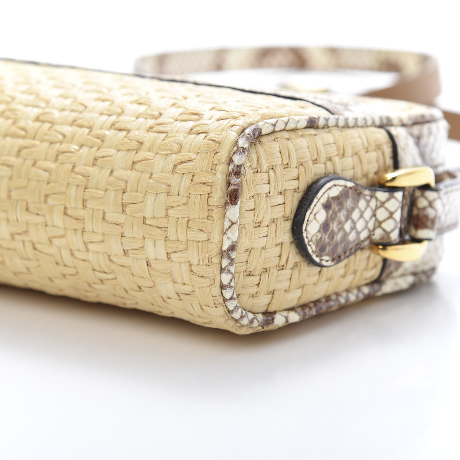 Gucci Raffia Elaphe Mini Ophidia Shoulder Bag Natural Cream Brown 11 of 12