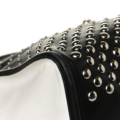 Alexander McQueen Calfskin Large Studded Padlock Zip Around Tote Black White 14 of 17
