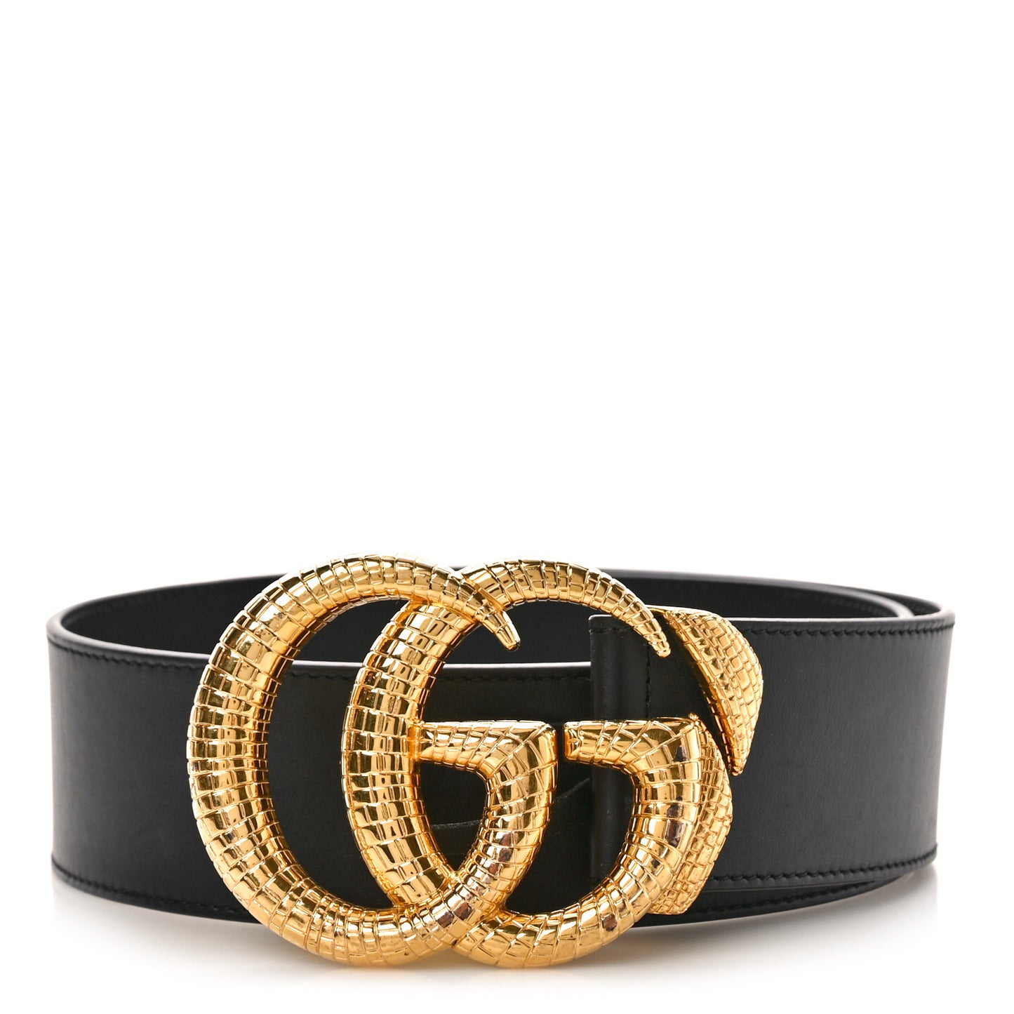 Calfskin Lizard Double G 50mm Belt 70 28 Black