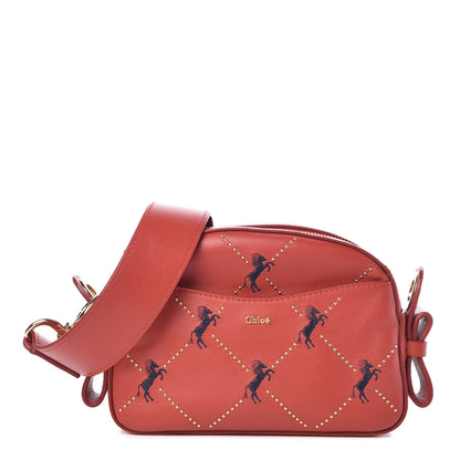 Chloe Smooth Calfskin Little Horses Embroidered Shoulder Bag Earthy Red 1 of 9