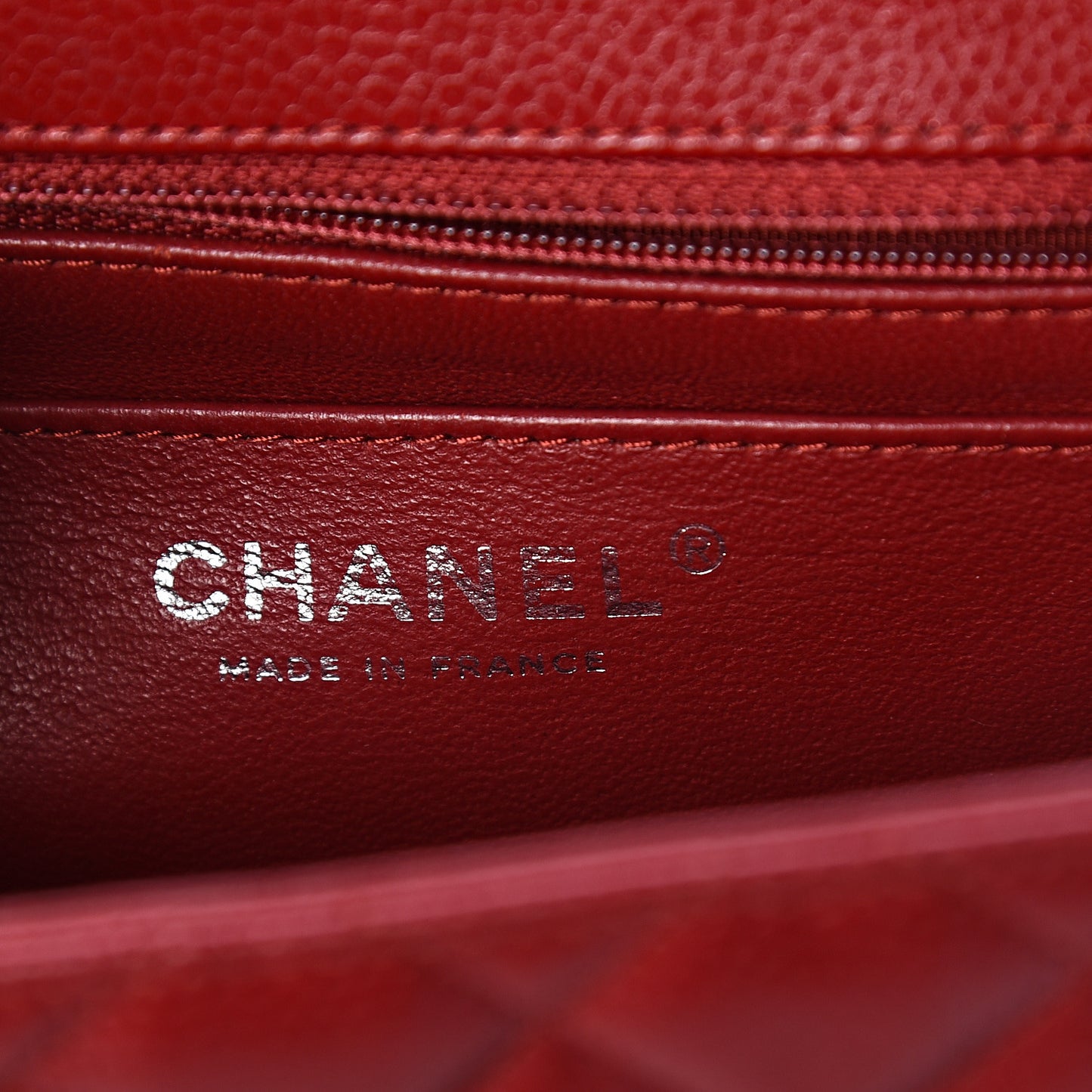 Caviar Quilted Mini Square Flap Red