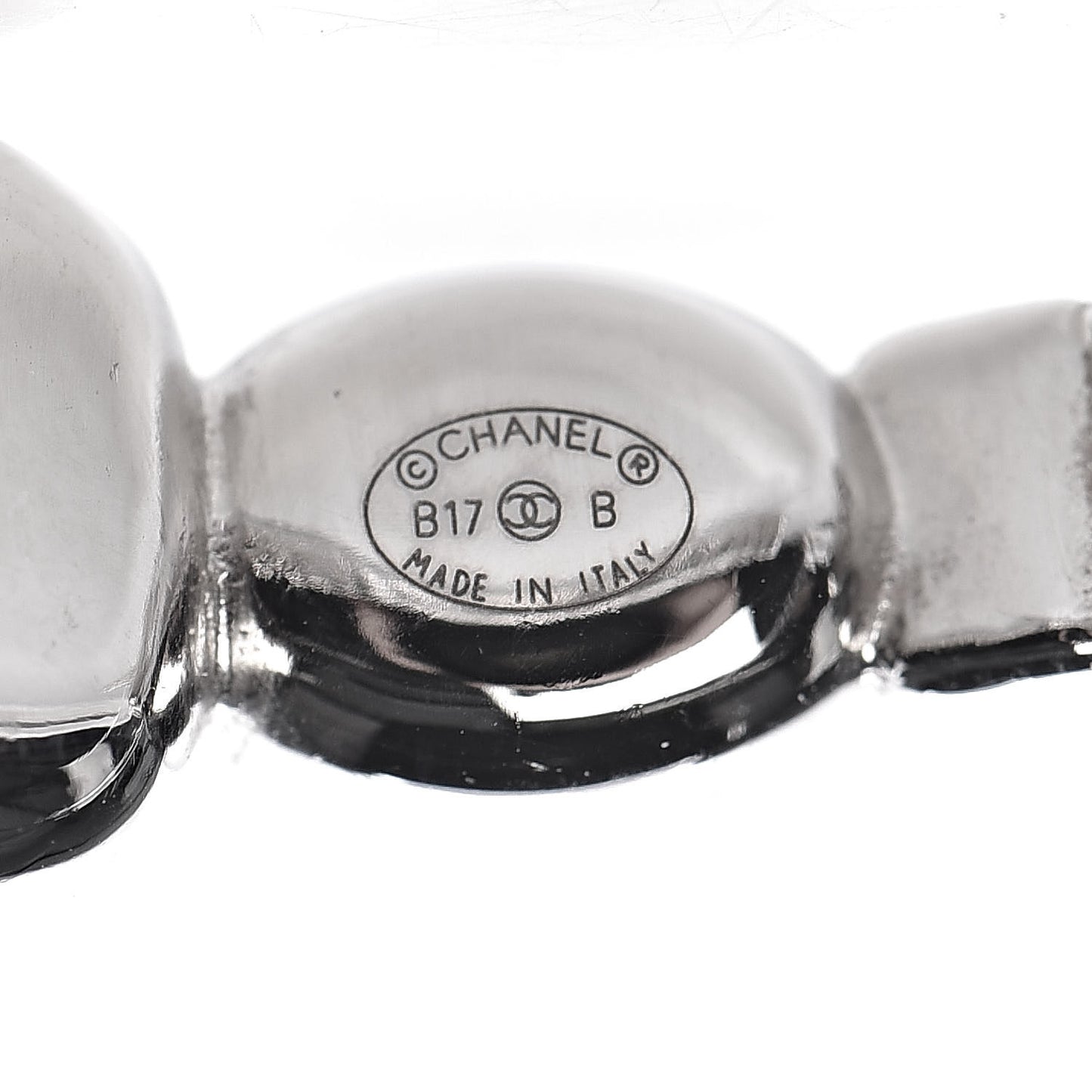 Baguette Crystal CC Hoop Earrings Silver