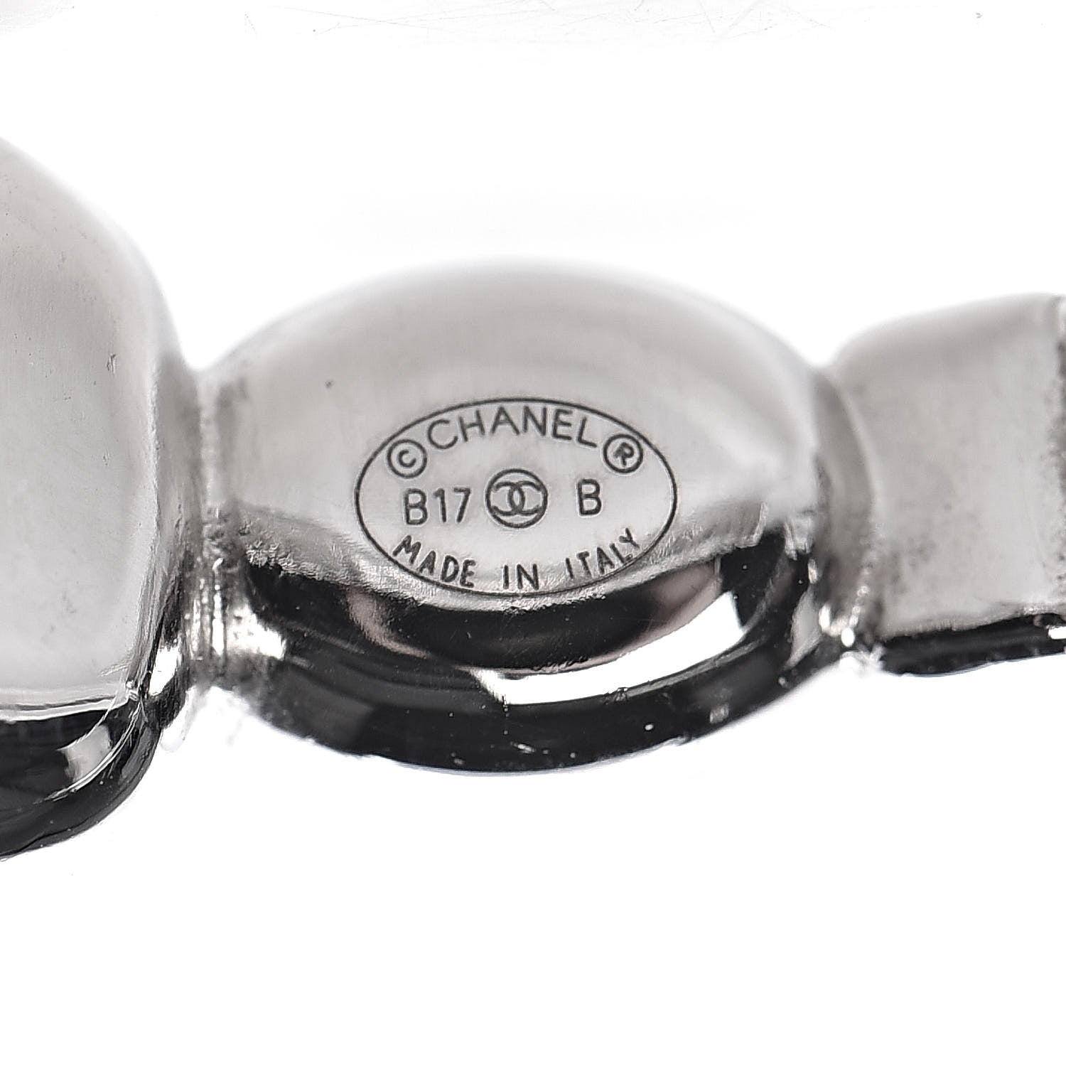 Chanel Baguette Crystal CC Hoop Earrings Silver 3 of 4
