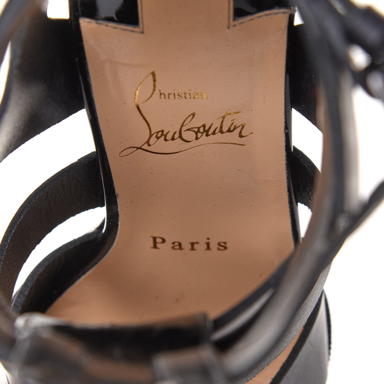 Christian Louboutin Calfskin Crocodile Embossed Platform Sandals 37.5 Black 6 of 8