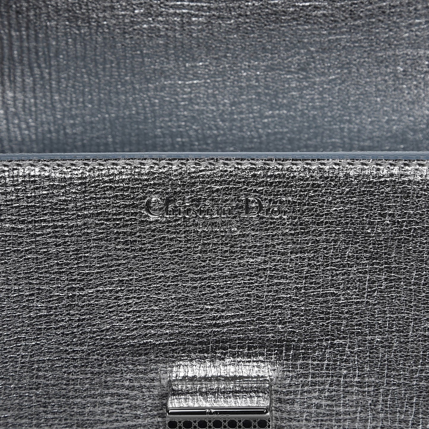Metallic Grained Calfskin Diorever Clutch Silver