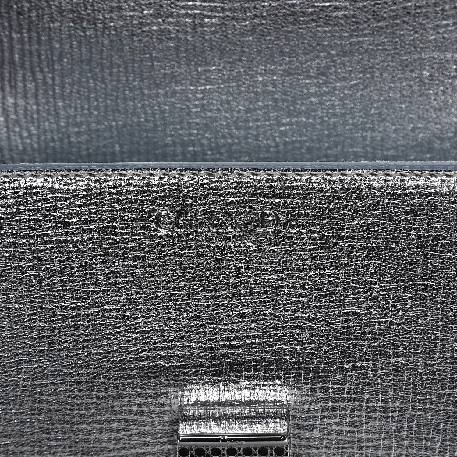 Christian Dior Metallic Grained Calfskin Diorever Clutch Silver 6 of 7