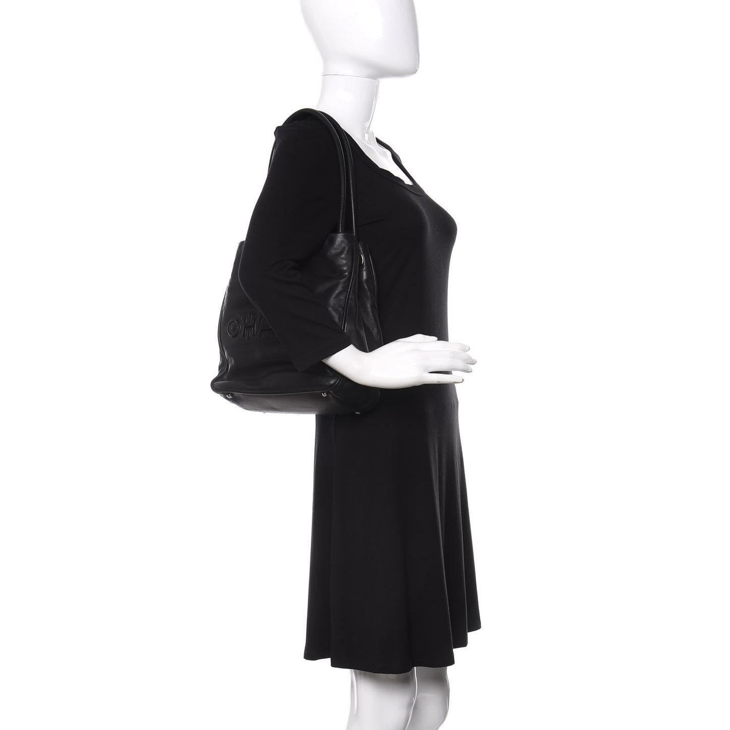 Lambskin Patent Calfskin Camellia Tote Black