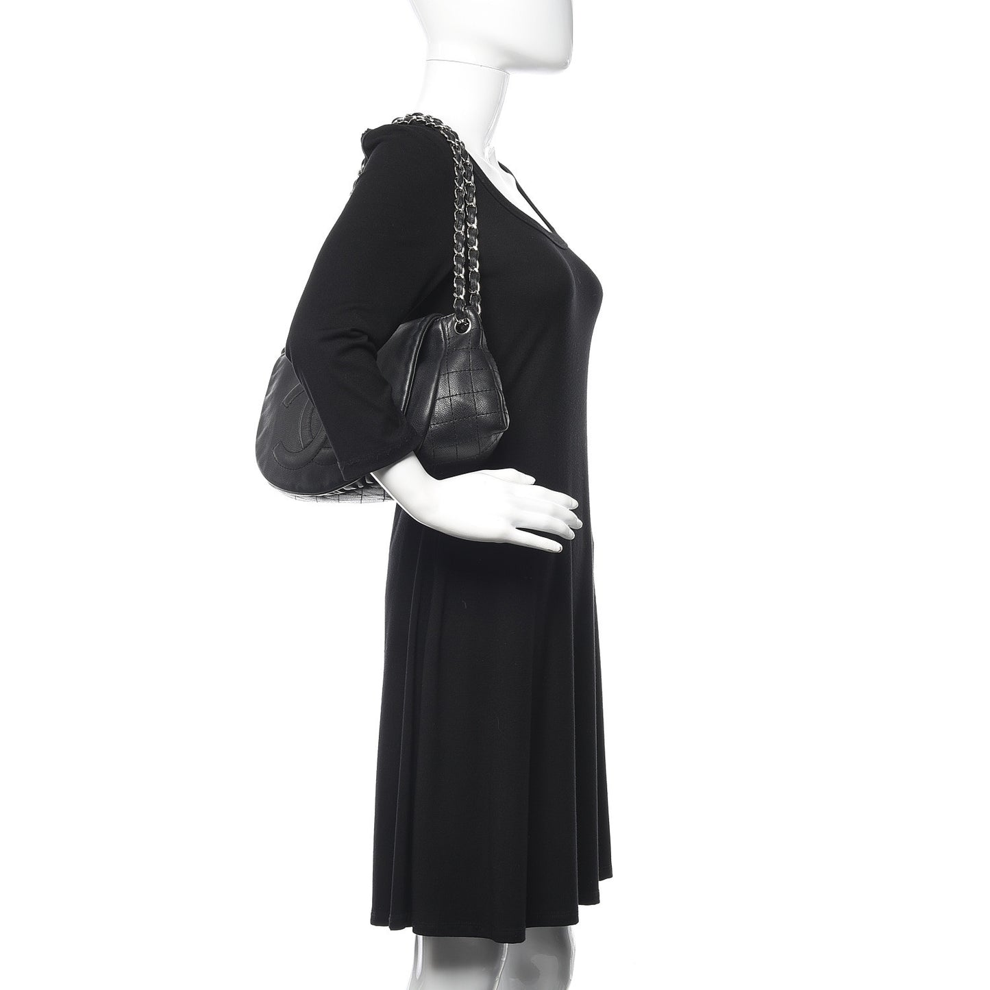 Caviar Half Moon Large Flap Black