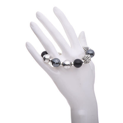 David Yurman Sterling Silver Black Onyx Hematite 14mm Elements Bead Bracelet 2 of 4