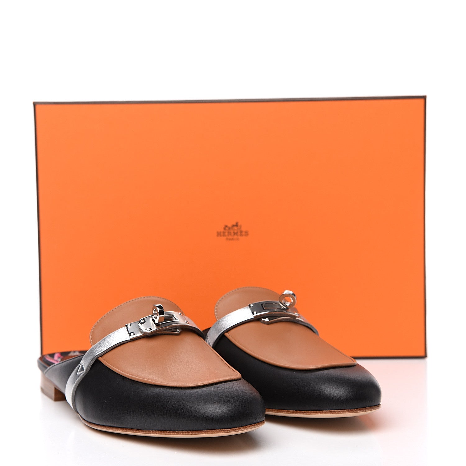 Hermes Calfskin Nappa Oz Mules 39 Naturel Black Multicolore 8 of 8
