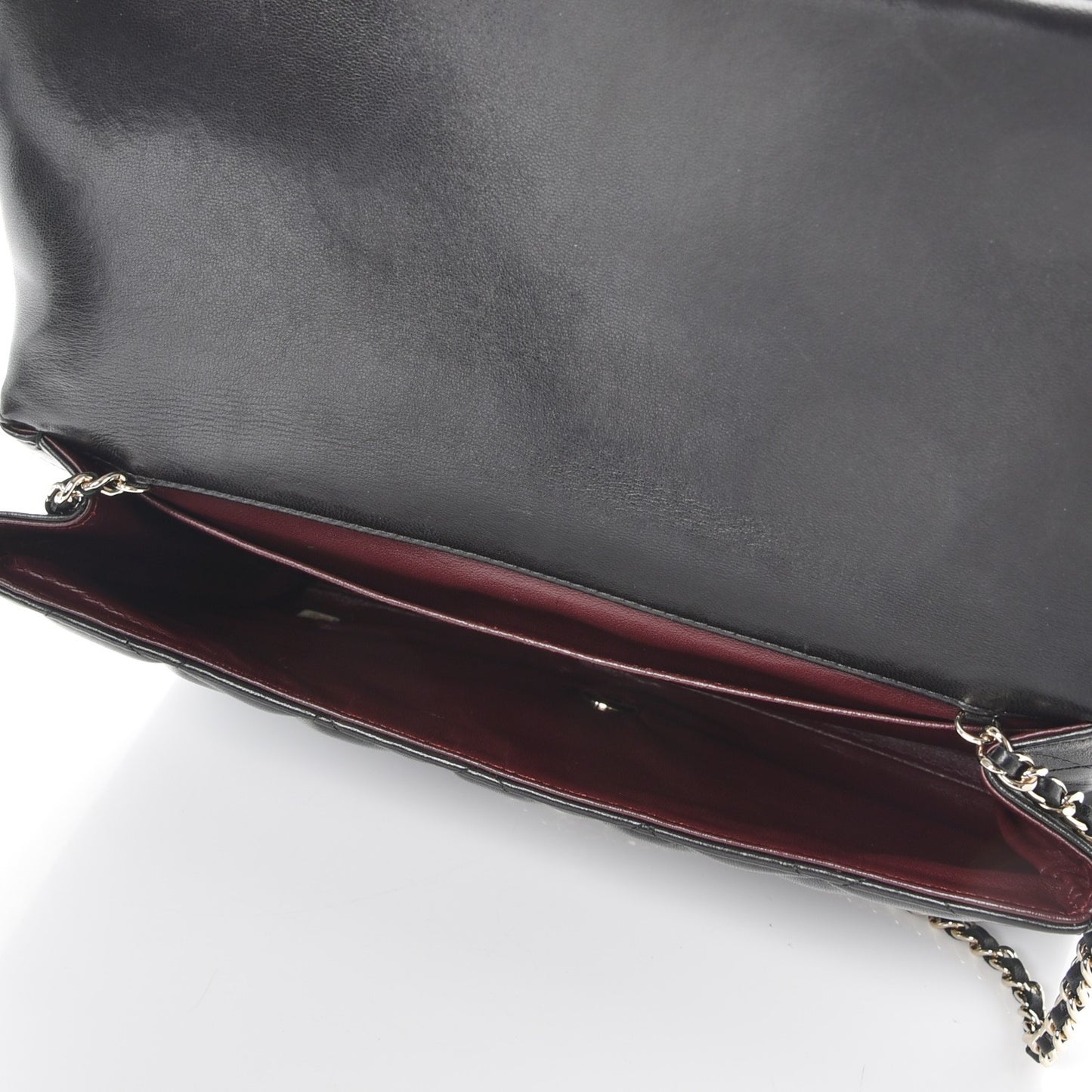 Lambskin Quilted Clutch With Chain Flap Black