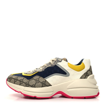 Gucci GG Supreme Monogram Mix Monogram Mens Rhyton Sneakers 9 London Blue Beige Sun Yellow 1 of 8