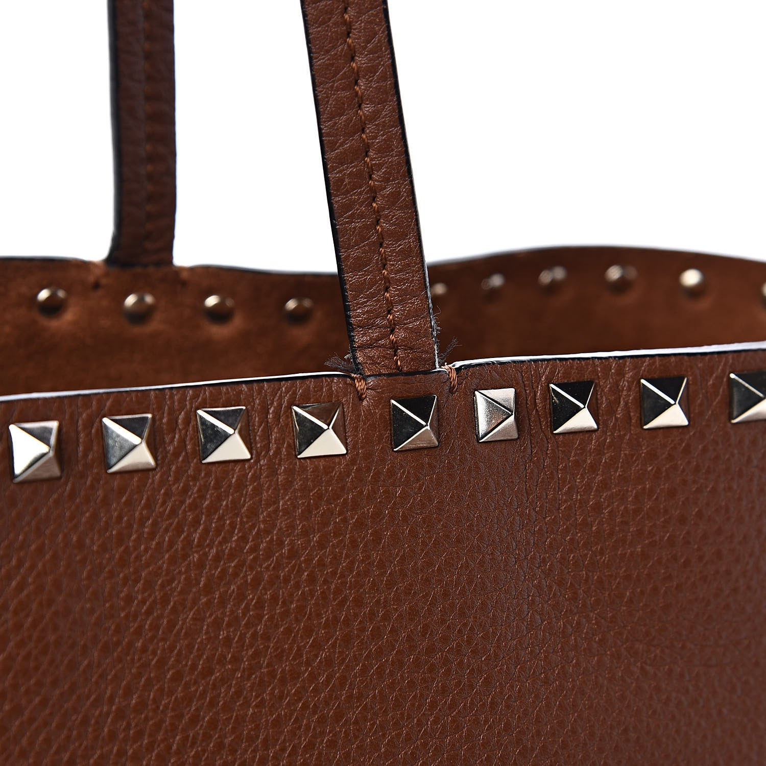 Valentino Garavani Grained Calfskin Small Rockstud Shoulder Tote Bright Cognac 18 of 20