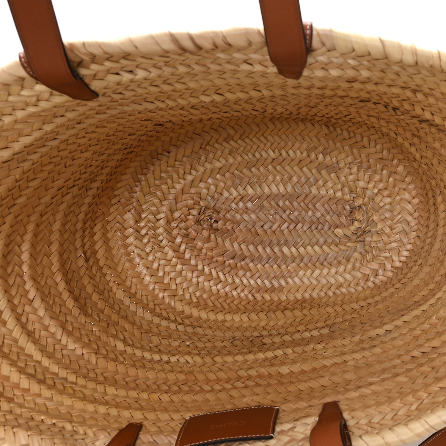 Celine Raffia Calfskin Triomphe Medium Panier Tan 5 of 11