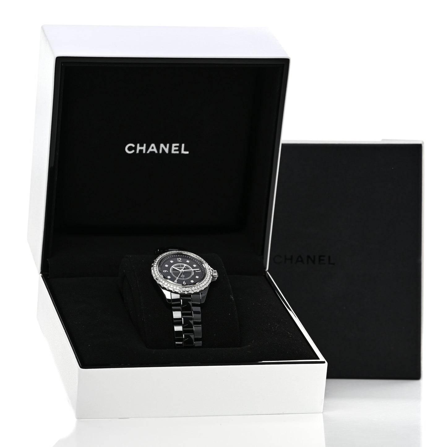 Stainless Steel Ceramic Diamond Bezel 33mm J12 Quartz Watch Black