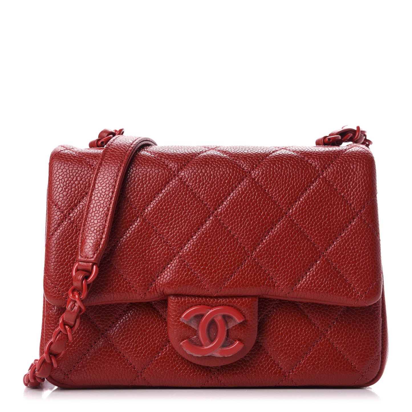 Caviar Quilted Mini Incognito Square Flap Red
