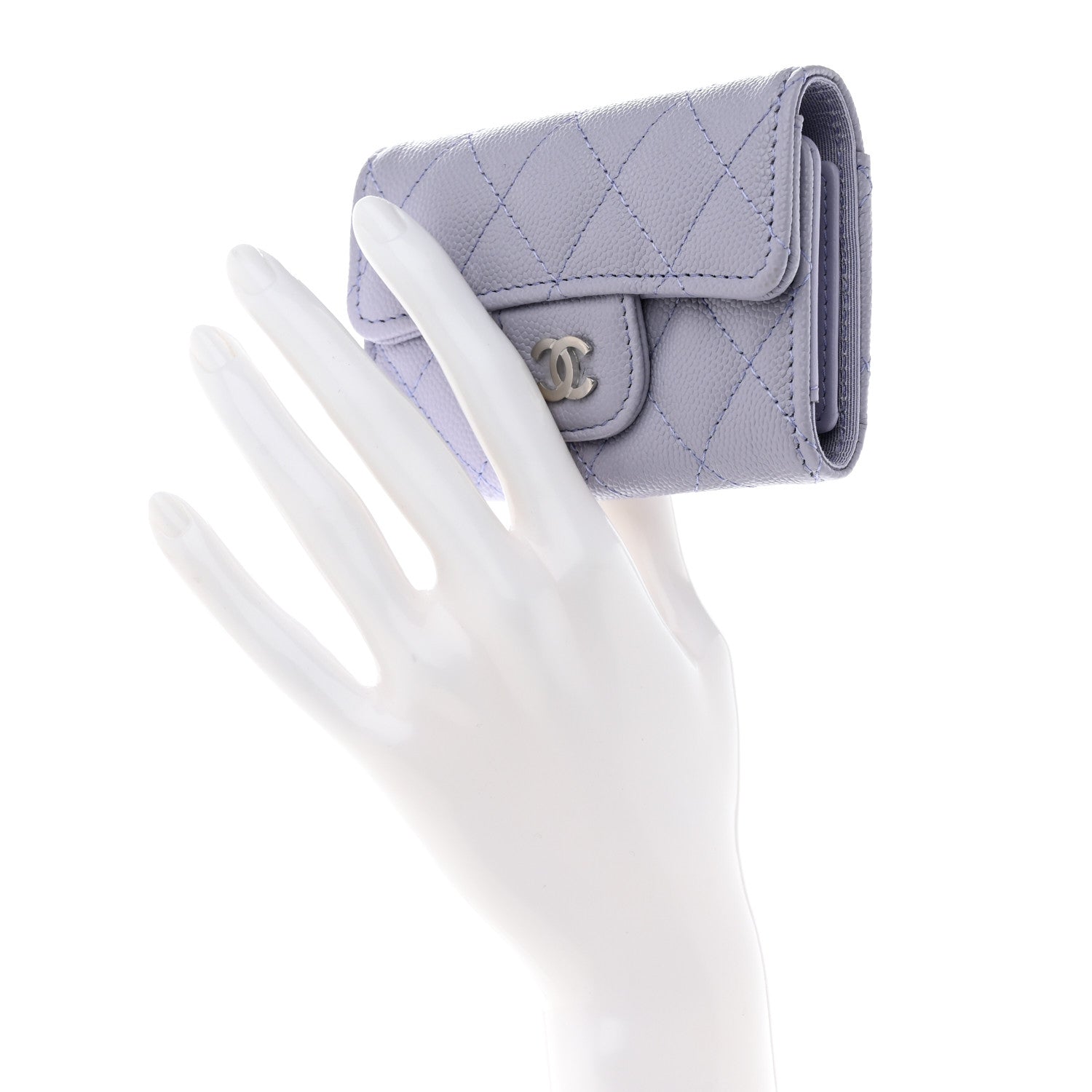 Chanel Caviar Quilted Classic 4 Key Holder Wallet Light Purple 2 of 8
