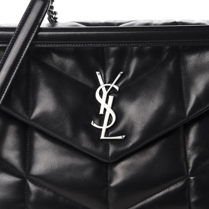 Saint Laurent Lambskin Quilted Medium Loulou Puffer Monogram Chain Satchel Black 11 of 11