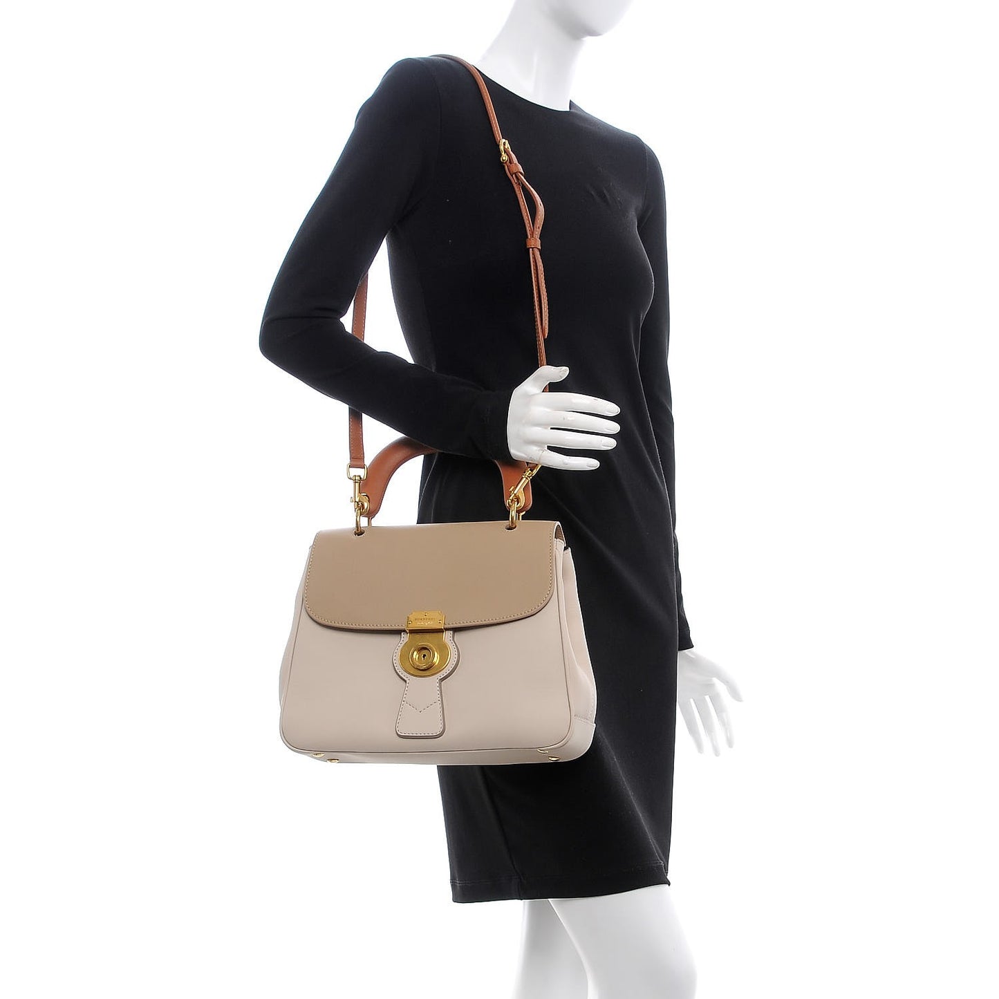 Trench Calfskin Medium DK88 Top Handle Bag Limestone Honey