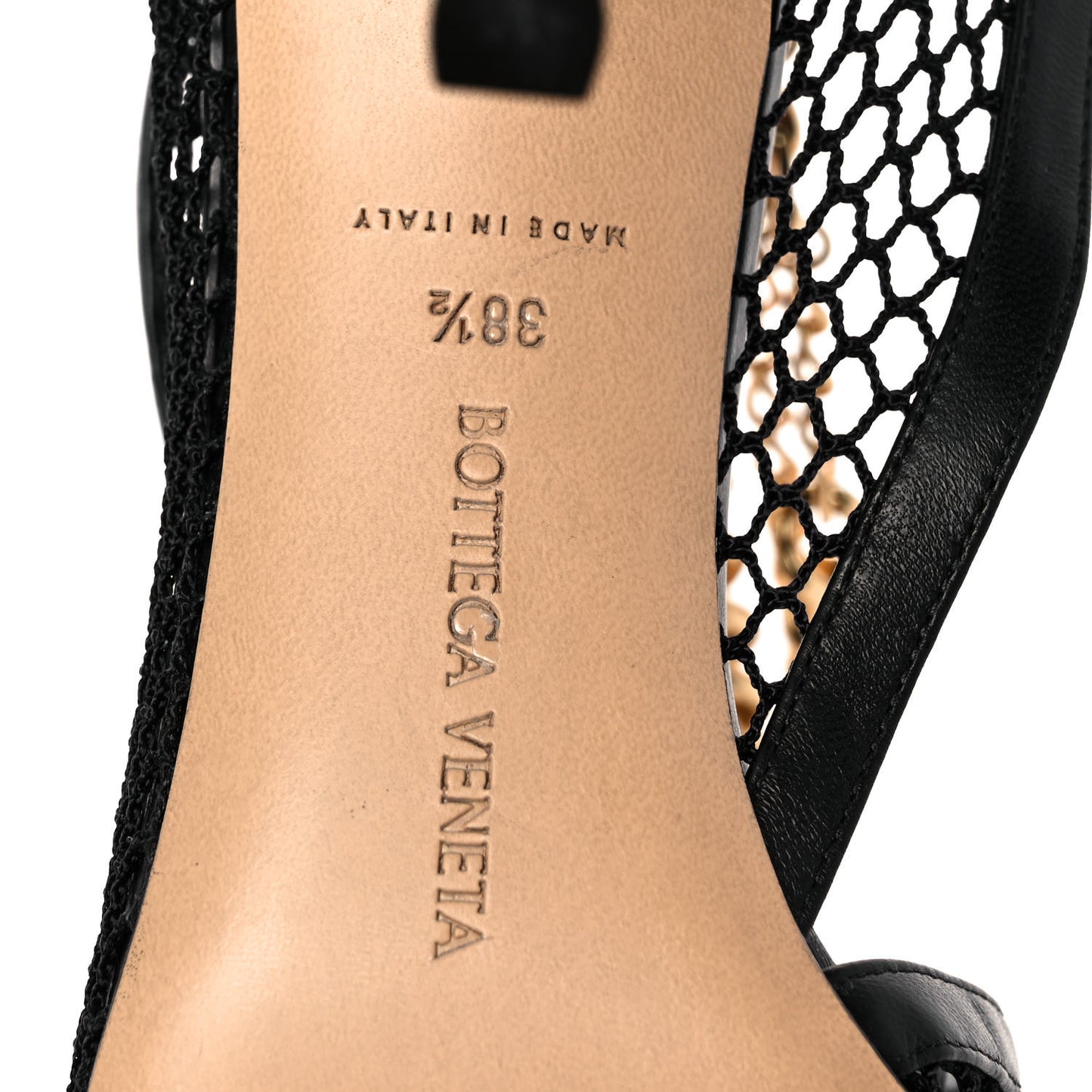 Mesh Nappa Chunky Chain Sandals 38.5 Black