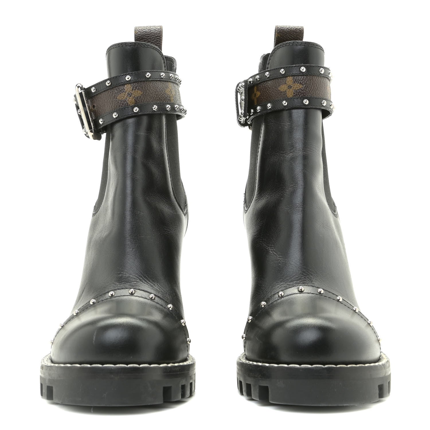 Louis Vuitton Calfskin Monogram Star Trail Chelsea Ankle Boots 38.5 Black 4 of 17