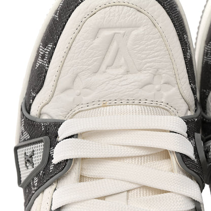 Louis Vuitton Calfskin Embossed Monogram Denim Mens LV Trainer Sneakers 5.5 Grey 12 of 14