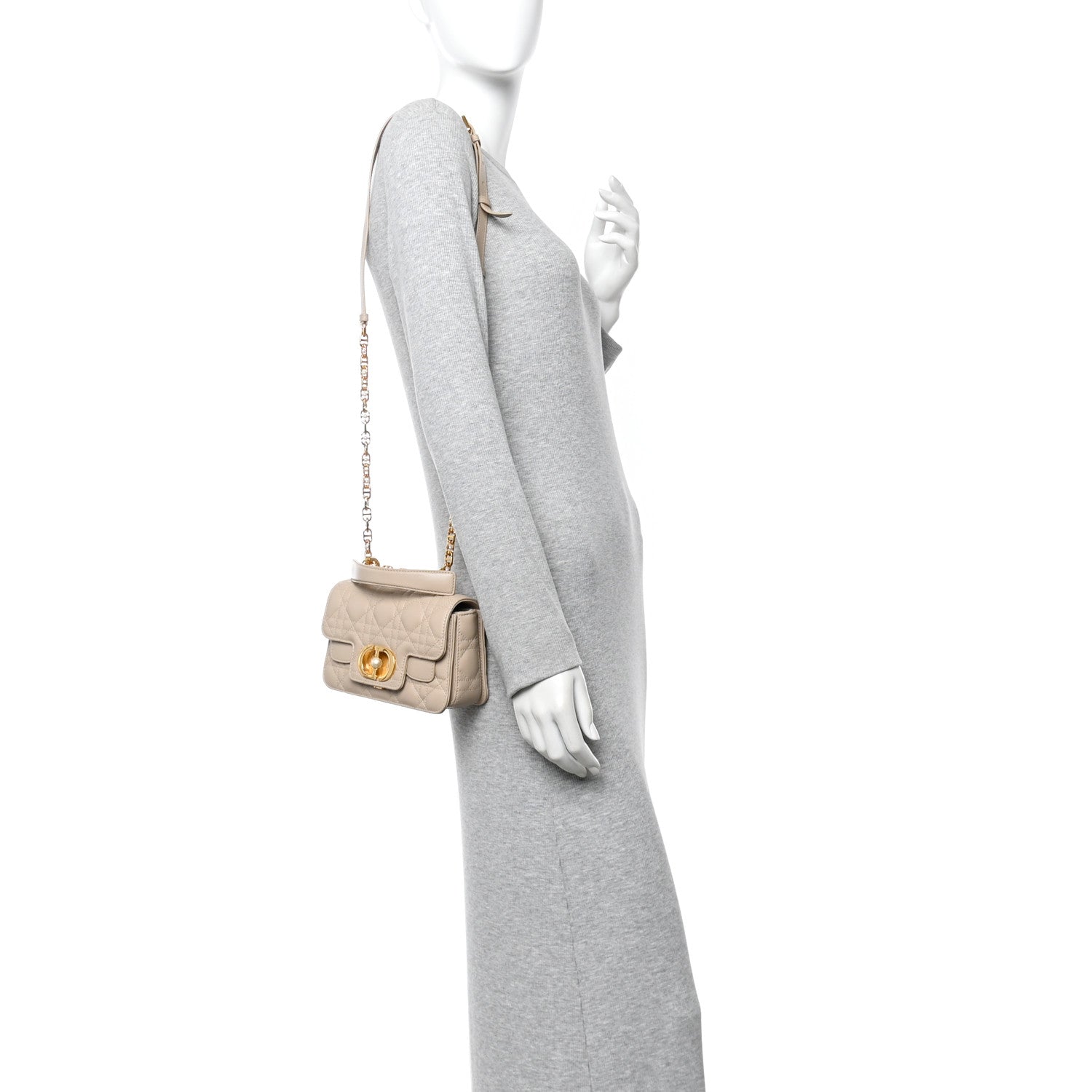 Christian Dior Lambskin Cannage Mini Jolie Top Handle Bag Beige 2 of 10