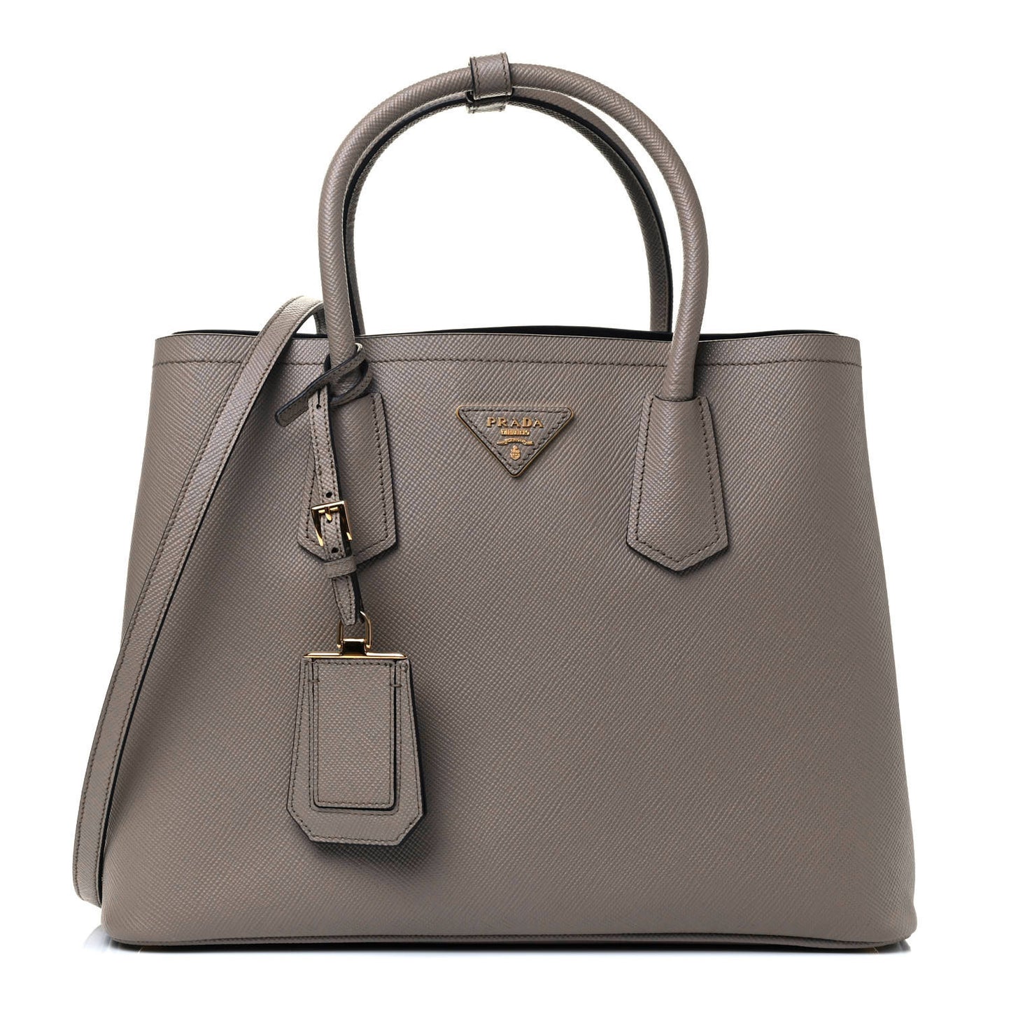Saffiano Cuir Medium Double Bag Argilla