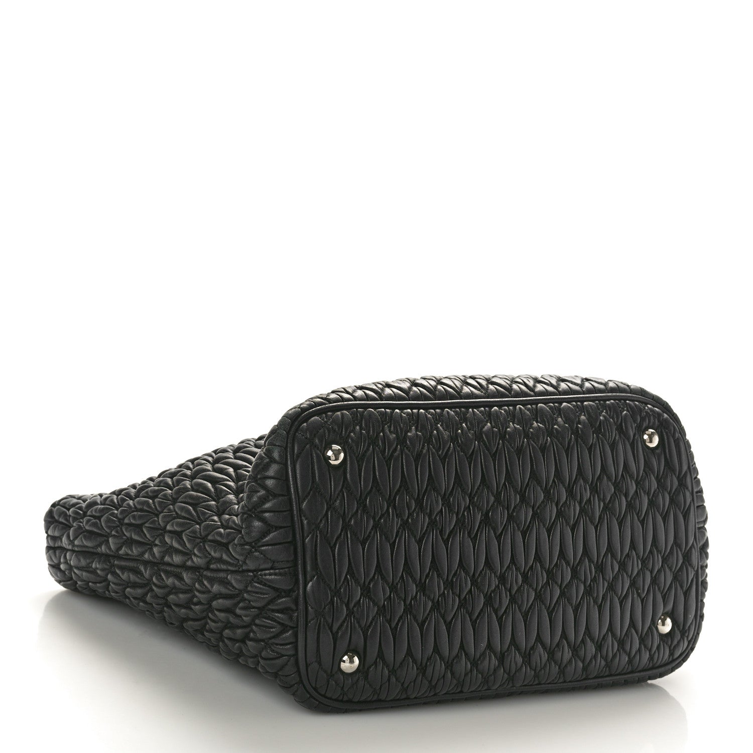 Miu Miu Nappa Matelasse Swarovski Crystal Tote Black 4 of 12