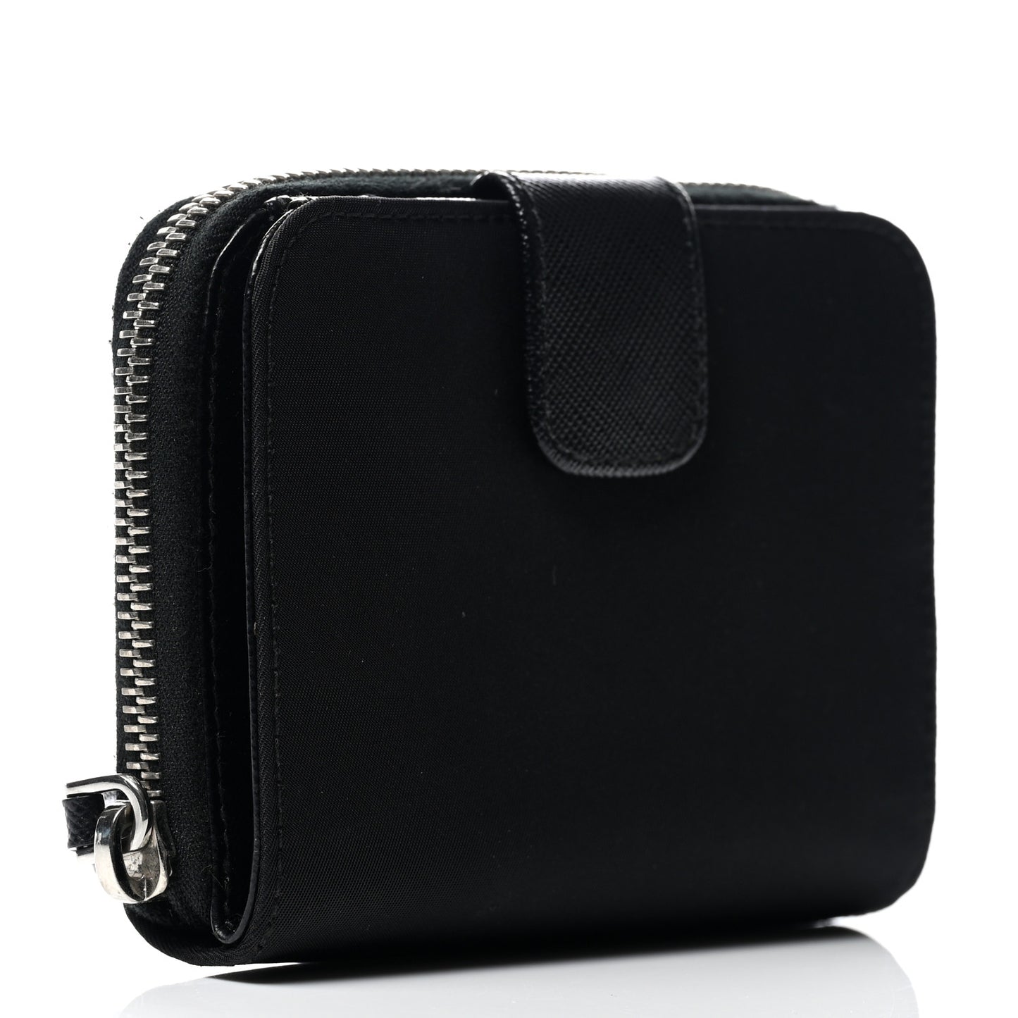 Tessuto Nylon Compact Zip Around Wallet Black