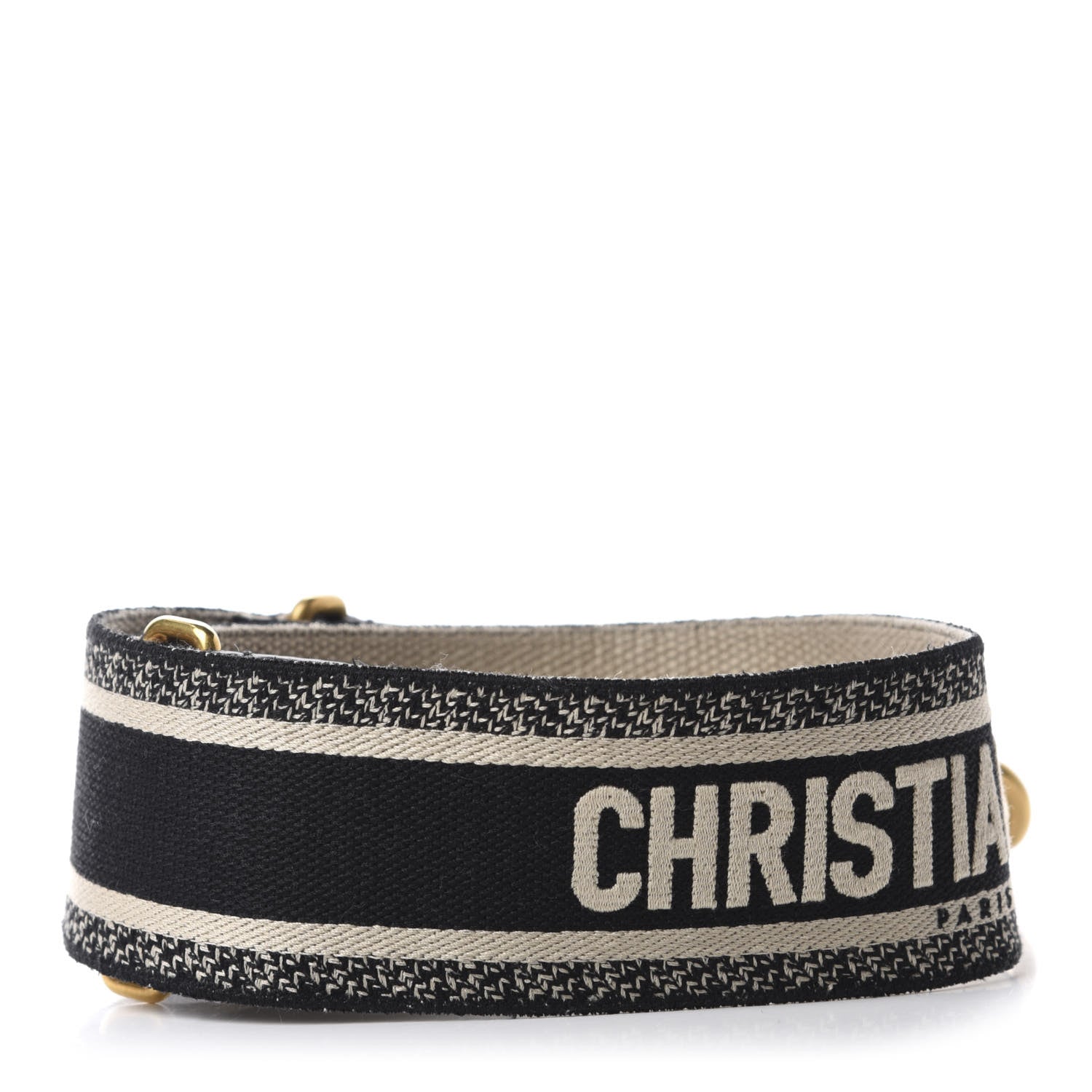 Christian Dior Canvas Embroidered Shoulder Strap Black 2 of 5