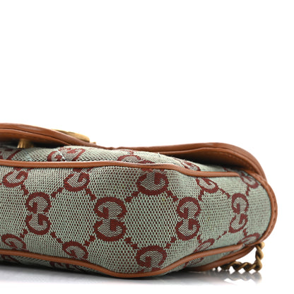 Gucci Monogram Multicolor Matelasse Diagonal Super Mini GG Marmont Shoulder Bag Azure Harness Brown 11 of 12