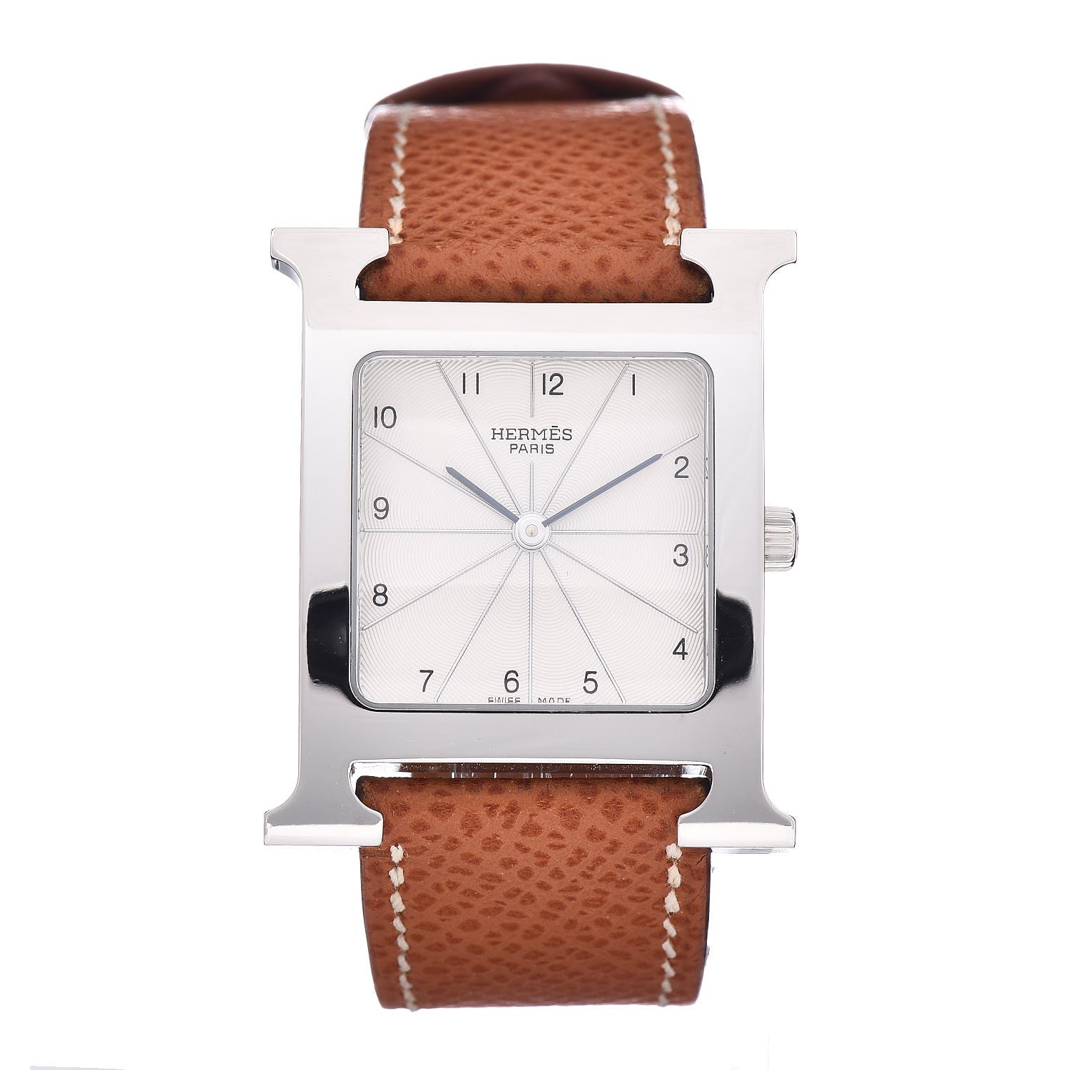 Hermes Stainless Steel Epsom 26mm Heure H Hour Quartz Watch Gold 1 of 8