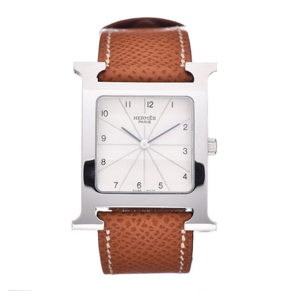 Hermes Stainless Steel Epsom 26mm Heure H Hour Quartz Watch Gold 1 of 8