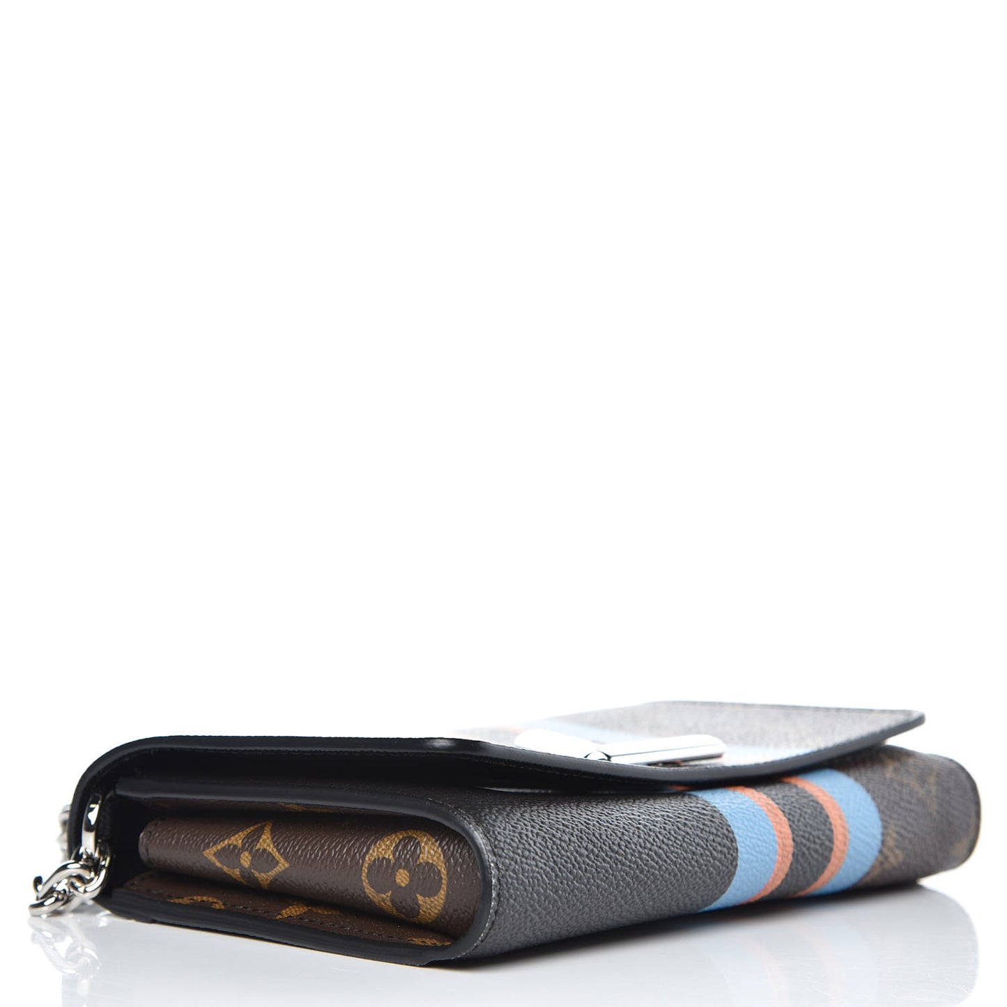 Monogram Stripe Twist Chain Wallet