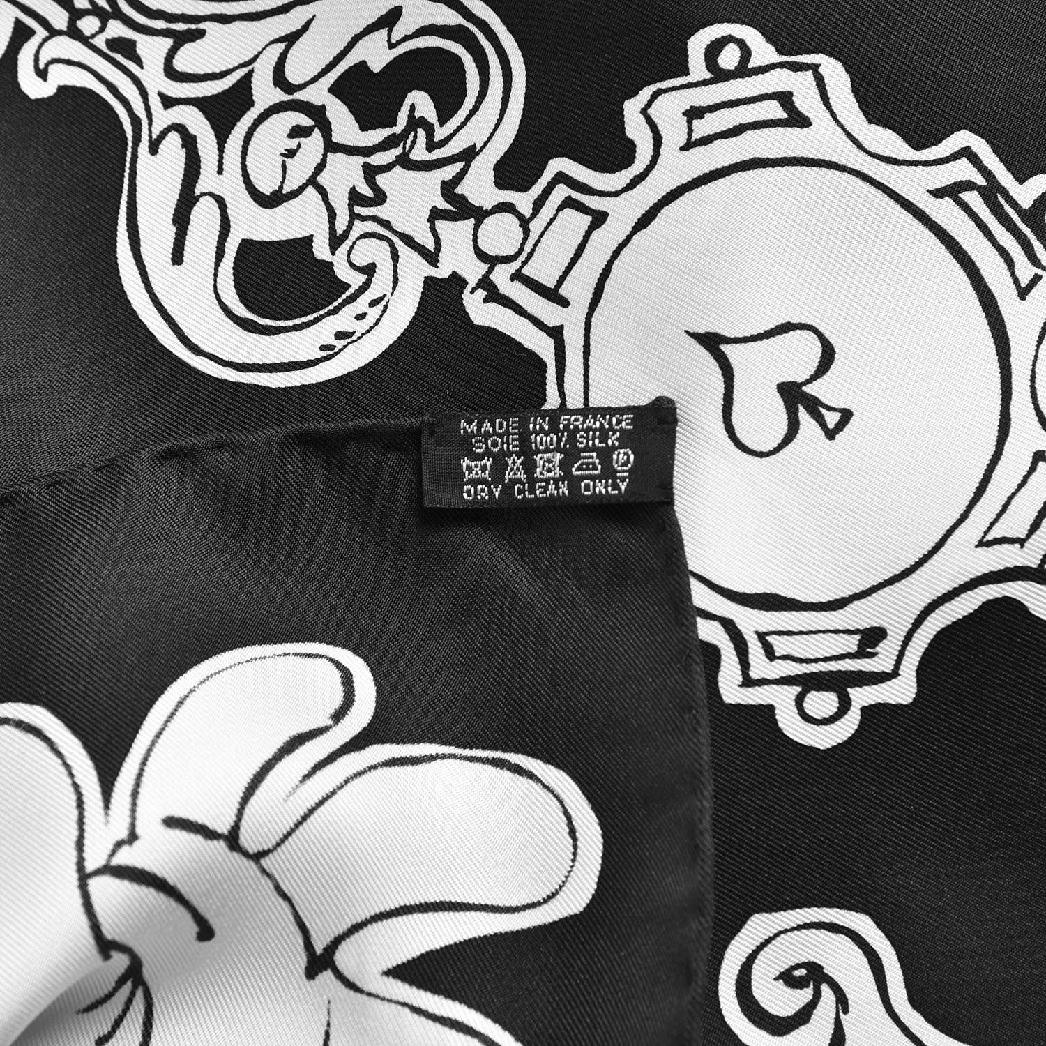 Hermes Silk Serio Ludere Scarf 90 Noir Blanc Noir 6 of 6
