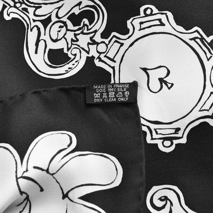 Hermes Silk Serio Ludere Scarf 90 Noir Blanc Noir 6 of 6