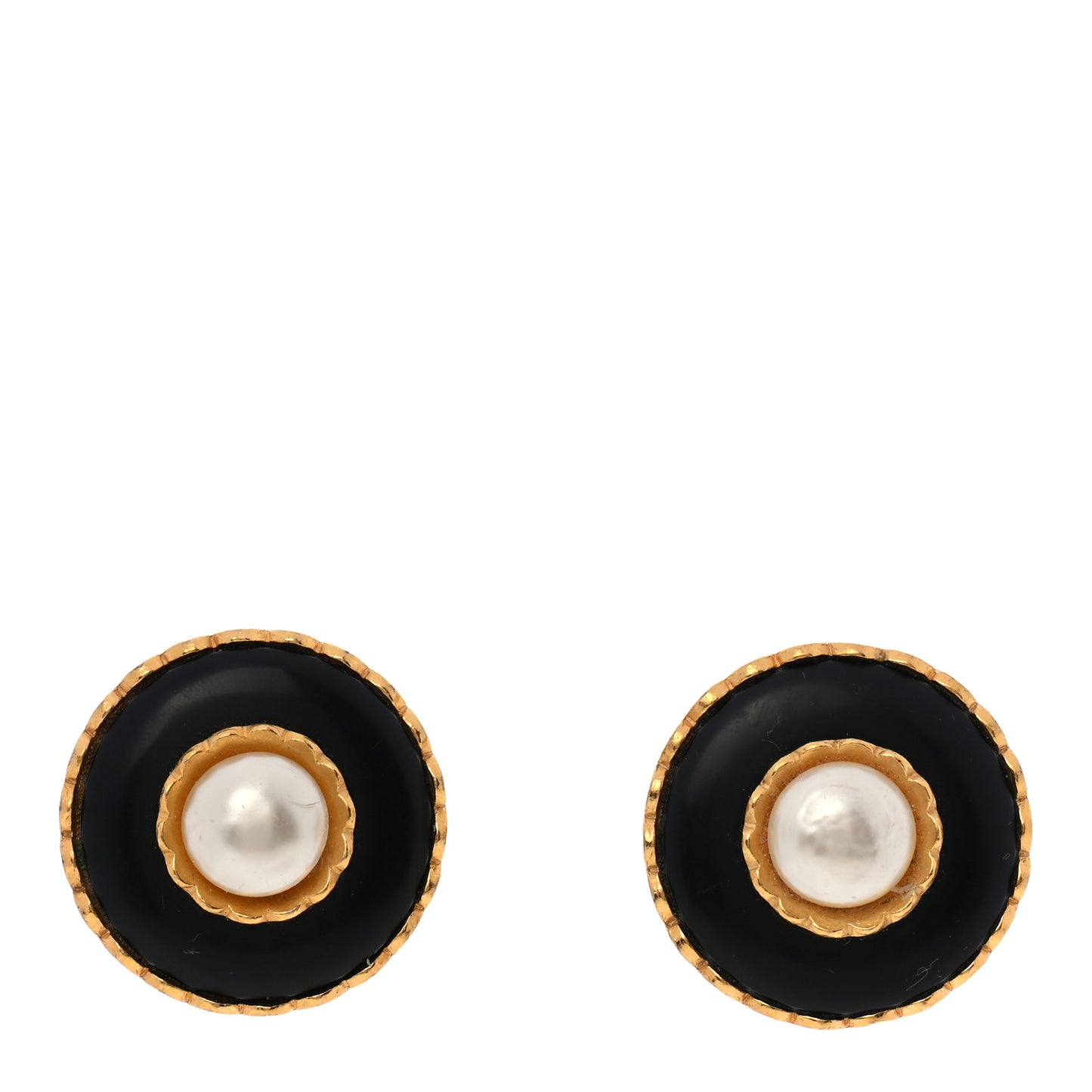 Pearl Clip On Earrings Black Gold