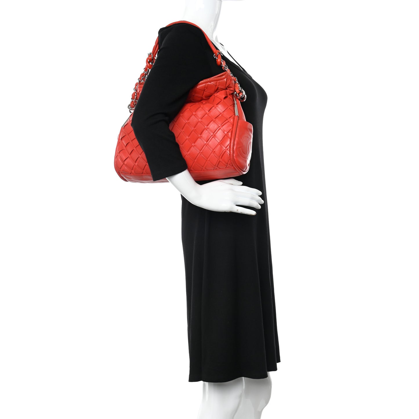 Lambskin Woven Medium Ultimate Soft Sombrero Hobo Red