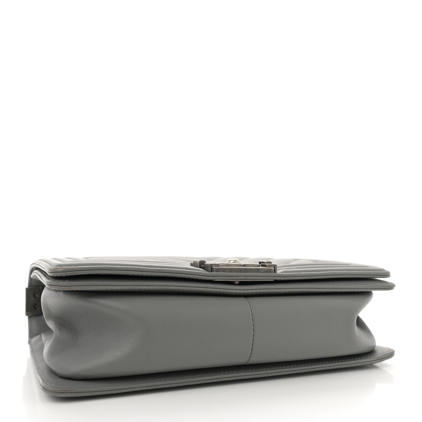 Calfskin Chevron Quilted Medium Boy Flap Grey