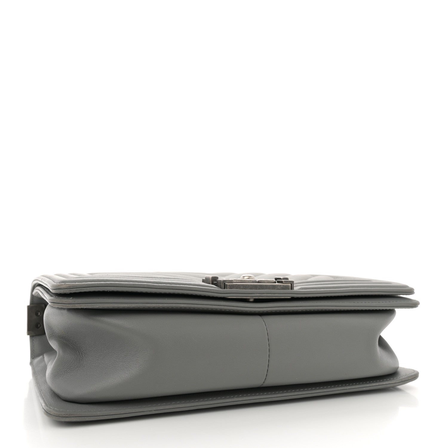 Chanel Calfskin Chevron Quilted Medium Boy Flap Grey 4 of 12