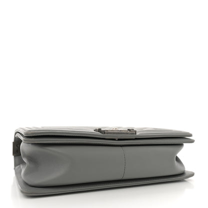 Chanel Calfskin Chevron Quilted Medium Boy Flap Grey 4 of 12