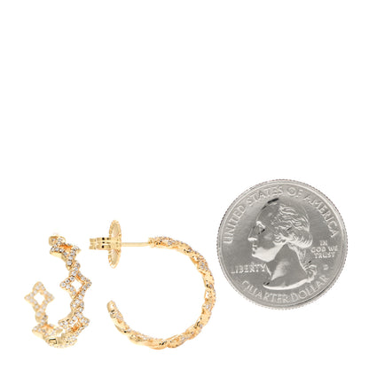 David Yurman 18K Yellow Gold Pave Diamond Small Venetian Quatrefoil Hoop Earrings 2 of 3