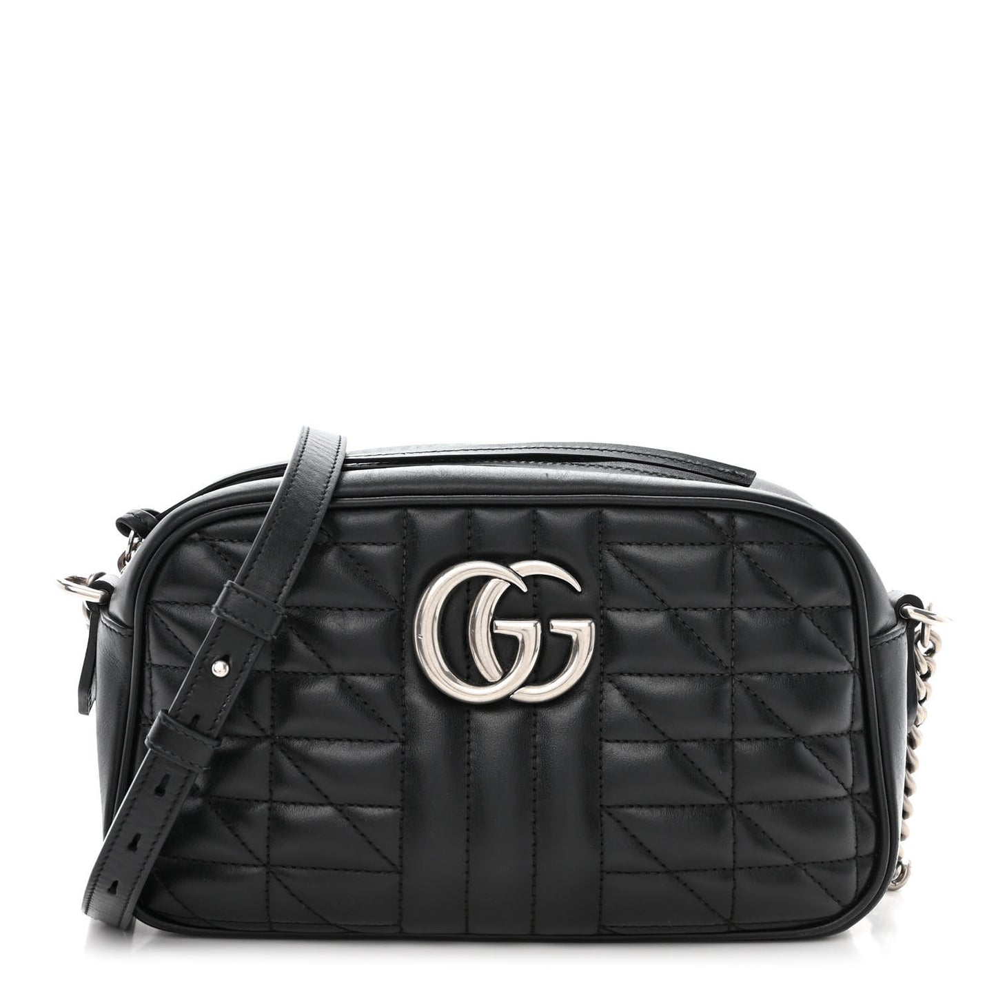 Calfskin Matelasse Aria Small GG Marmont Chain Shoulder Bag Black