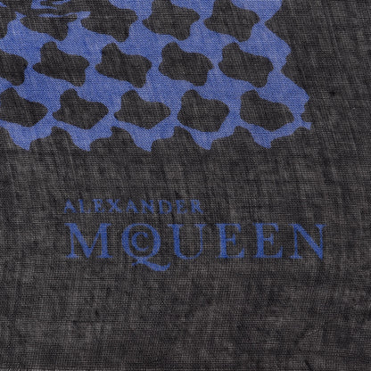 Alexander McQueen Modal Silk Skull Scarf Black Blue 4 of 4