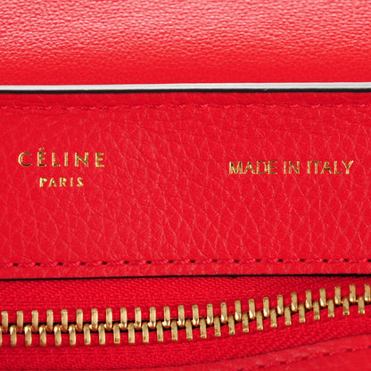 Celine Drummed Calfskin Suede Medium Trapeze Coquelicot 6 of 8