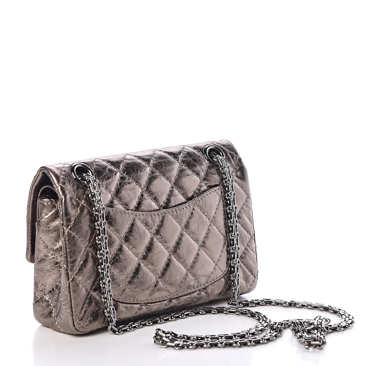 Chanel Metallic Aged Calfskin 2.55 Reissue 224 Flap Pewter 3 of 10