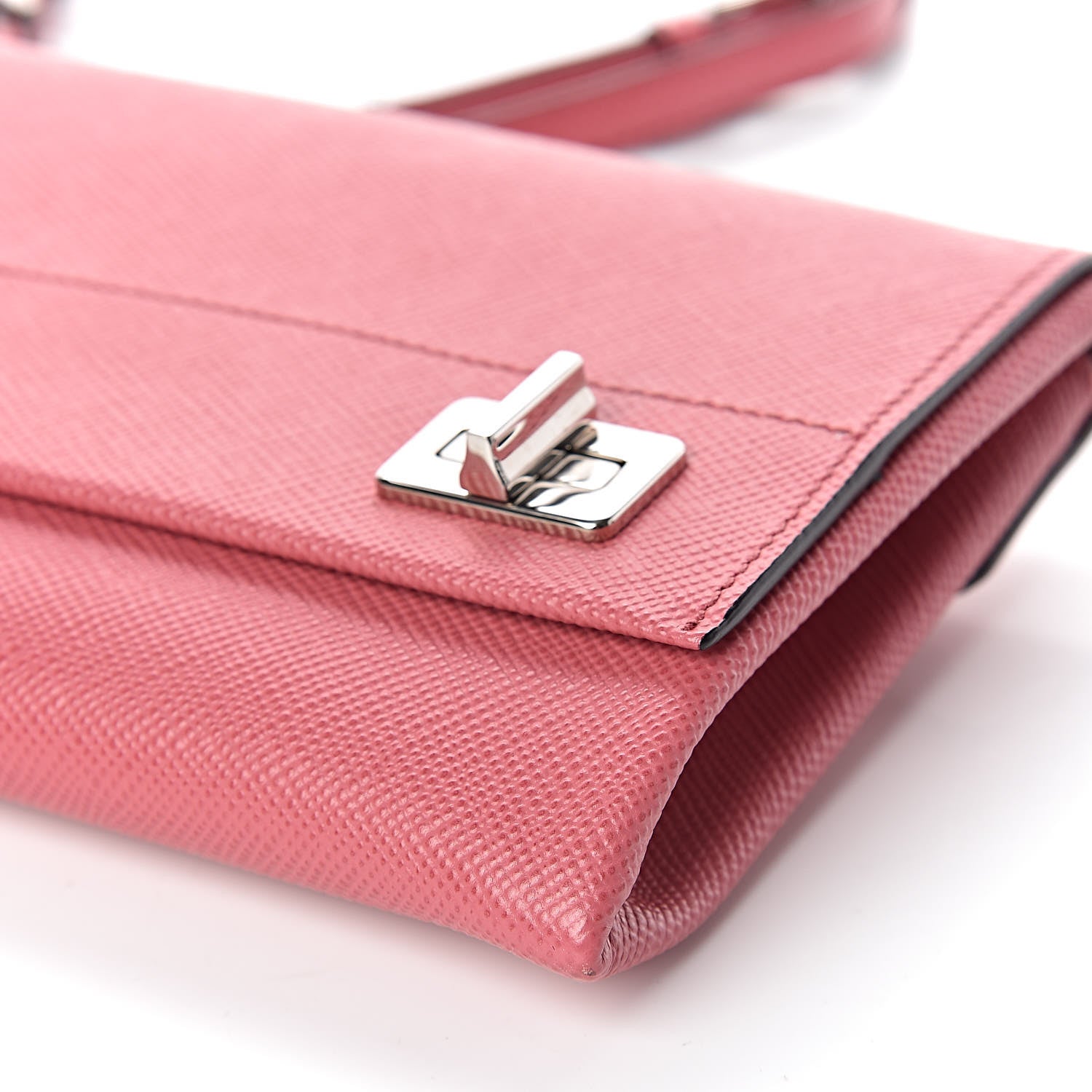 Prada Saffiano Cuir Twist Lock Chain Flap Crossbody Bag Peonia 8 of 9